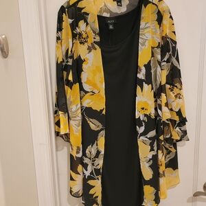 Alyx Black and Yellow Floral Midi Dress